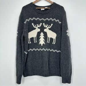 Field Gear Men's Size Large Crewneck Sweater Moose Cabincore Lambswool‎ Grey